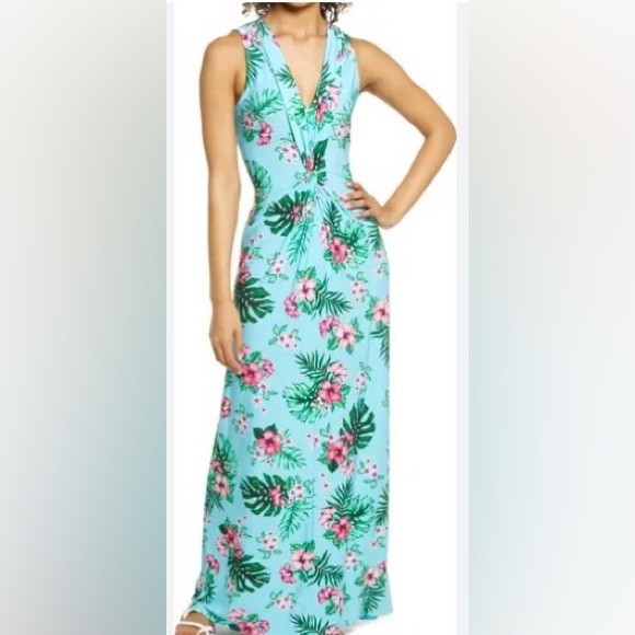 Tommy Bahama Dresses & Skirts - Tommy Bahama SZ M Sleeveless Tropical Floral Maxi Dress in Blue and Pink